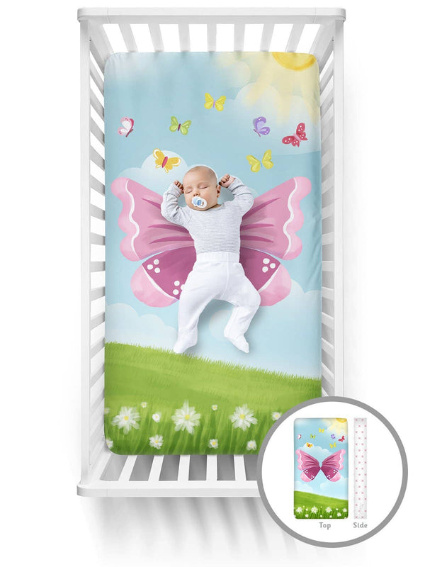 Luvsy Fitted Crib Sheet 28x52" Butterfly