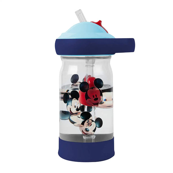 The First Years Flip Top Straw See Water Bottle Cup Mickey 12oz/355ml