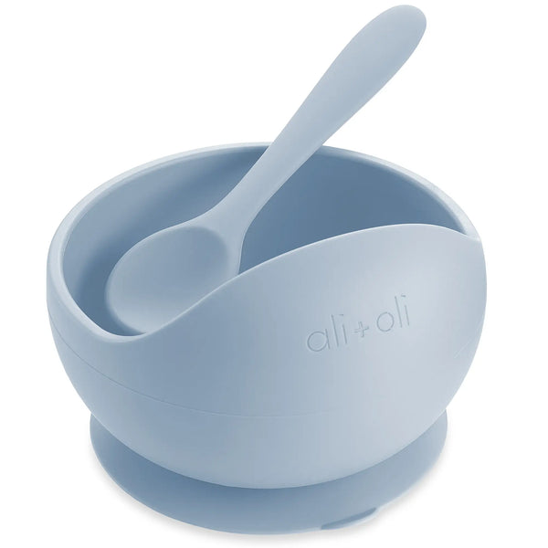 Ali Oli Silicone Suction Bowl W. Spoon Set - Cloud