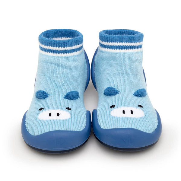 Komuello First Walker Baby Sock Shoes - Piglet - Blue Size 7