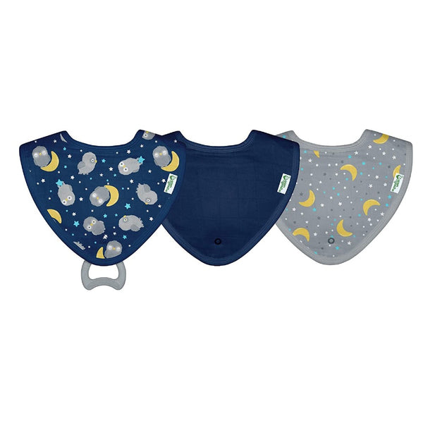 Green Sprouts Teether Bibs 0-12M 3Pack Blue Owl
