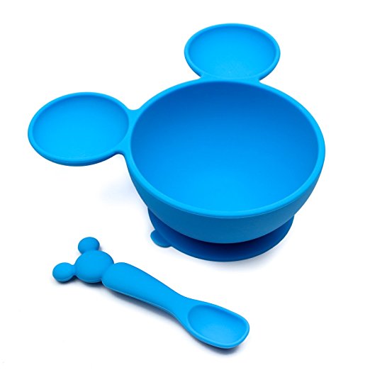 Bumkins 硅胶手柄盘吸盘 4M+ 迪士尼米老鼠，蓝色