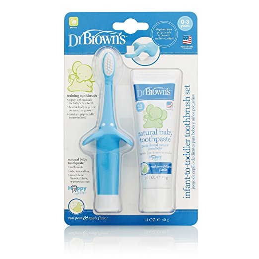 Dr. Brown's Infant-to-Toddler Toothbrush Set, 1.4 Ounce, Blue