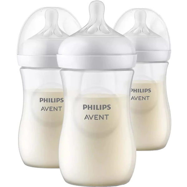 Philips Avent Natural Bottle Clear 1M+ Teat 9oz 3PK