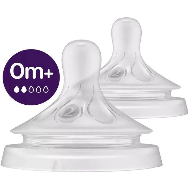 Philips Avent Natural Bottle Nipples #2 Pair Teats 0M+