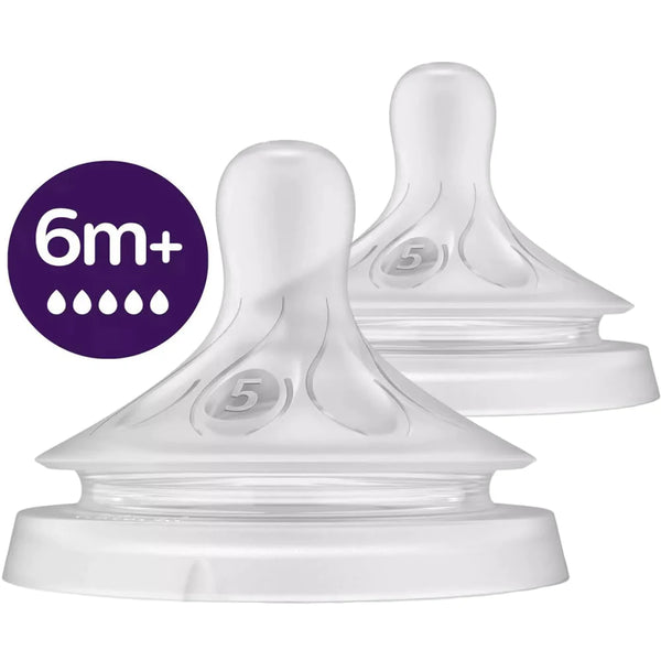 Philips Avent Natural Bottle Nipples #5 Pair Teats 6M+