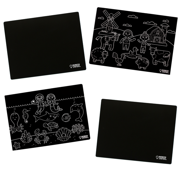 Imagination Starters - 黑板混合印刷餐垫 4 件套