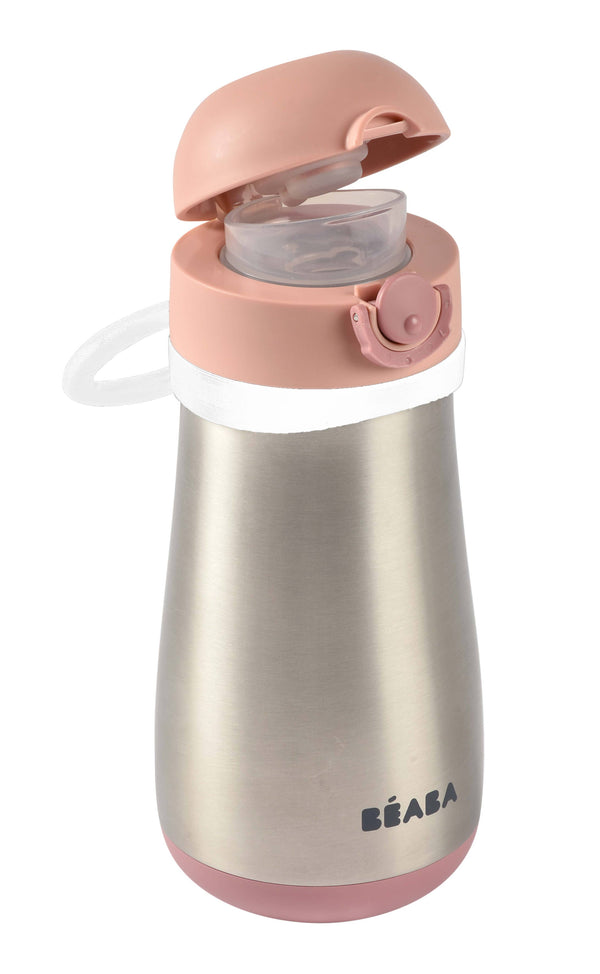 BEABA - Stainless Steel Kids Water Bottle - Rose (Pink) 18M+