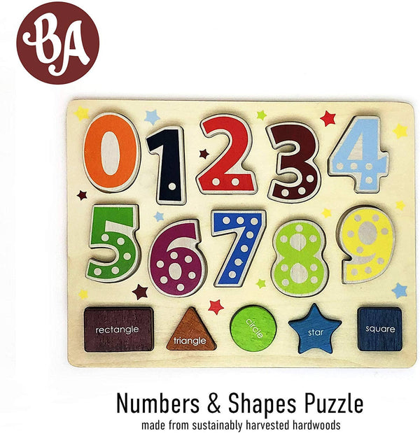 BeginAgain - Number and Shape Puzzle Toddler Learning Puzzle Shape Sorter 24M+