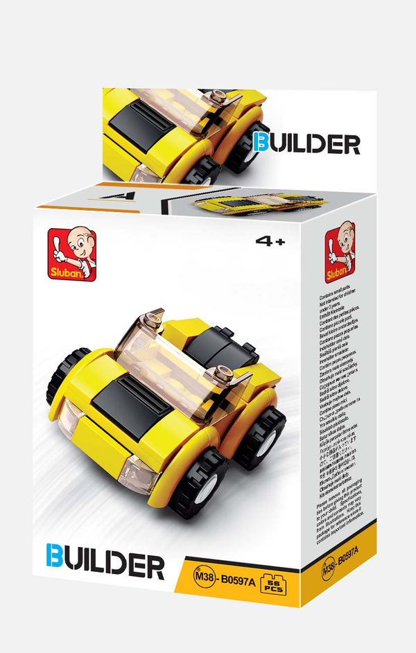 快乐小鲁班 - Builder 黄色高速车 - 56 件