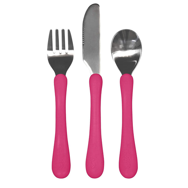 Green Sprouts Learning Cutlery Spoon Fork Knife Set Pink
