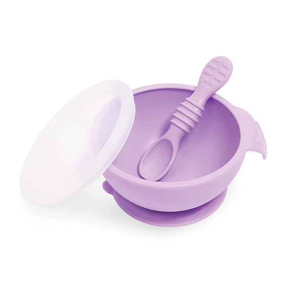 Bumkins Silicone First Feeding Set Bowl + Spoon 4M+ Lavender