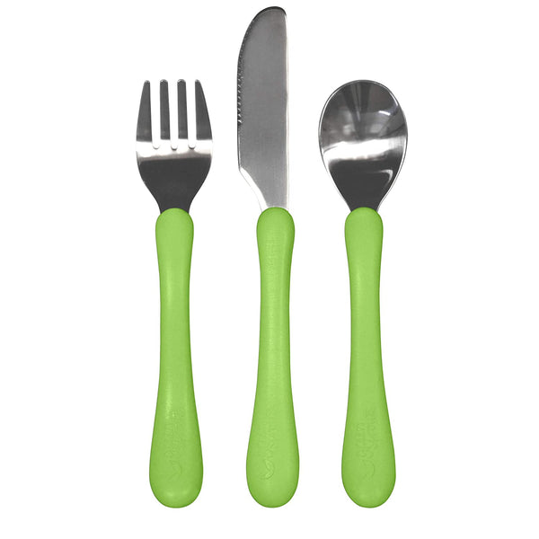 绿芽学习餐具勺叉刀套装绿色