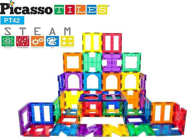 PicassoTiles - 42 Piece Set Magnet Building Tiles