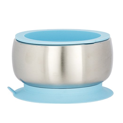 Avanchy Stainless Steel Baby Suction Bowl Blue