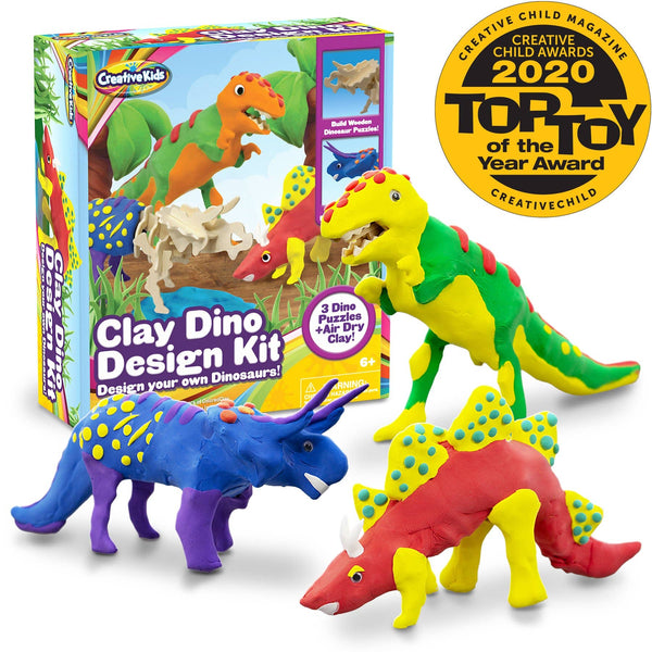 Creative Kids - Air Dry Modeling Clay Build 3 Dinosaur Figures 15 Pcs 4 Years+