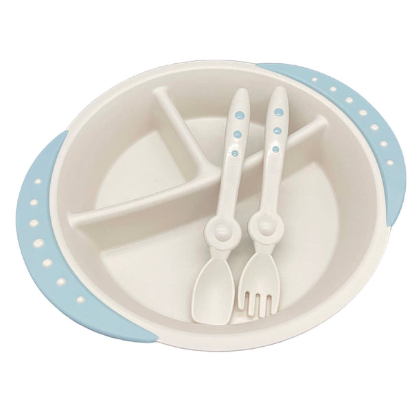 LITTOES - Weaning Divided Plate & Utensil Set 8.5" - Blue