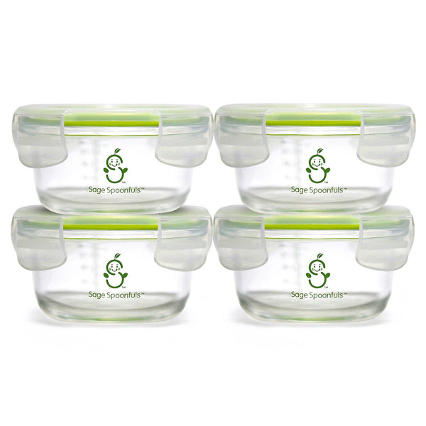 Sage Spoonfuls - Tough Glass Bowls 4-Pack of 7 Ounce Travel Bowls With Lids