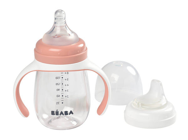 BEABA - 2-in-1 Bottle to Sippy Learning Cup - Rose 4M+