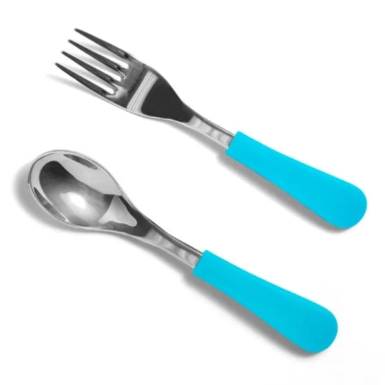 Avanchy Stainless Steel Baby Forks & Spoon Blue 2 Pack