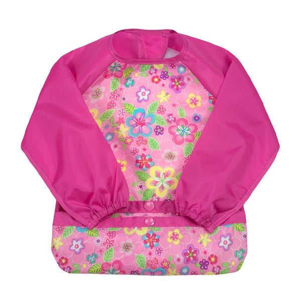 Green Sprouts Snap Go Long Sleeve Bib 12-24M Pink Flower