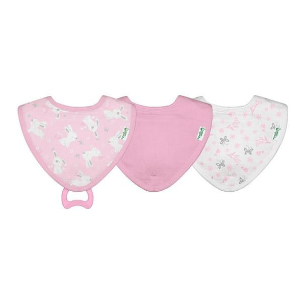 Green Sprouts Teether Bibs 0-12M 3Pack Pink Bunny
