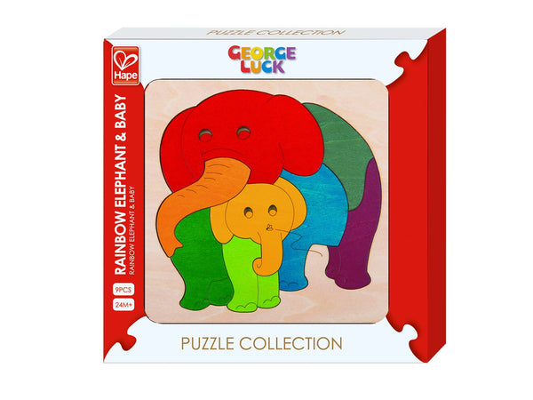 Hape Elephant & Baby Wood Puzzle 24 Months+