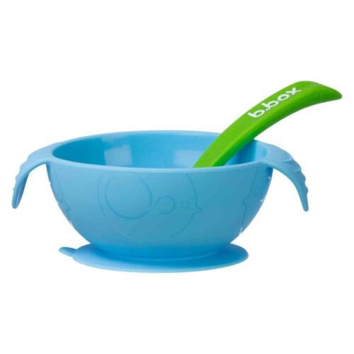 B.Box Silicone First Feeding Bowl Spoon Set Blue 6 Months+