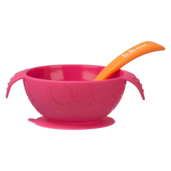 B.Box Silicone First Feeding Bowl Spoon Set Pink 6 Months+